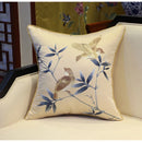 GobekUsa Birds Branches Embroidered Pillow Covers - Chinoiserie Style Chic Interiors