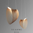 Italian Wabi-Sabi Wood Pendant Light in Yellow Iron