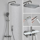 GobekUsa Grey Thermostatic Digital Shower Faucet Set with Rainfall System