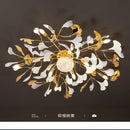 GobekUsa Ginkgo Leaf Acrylic Metal LED Ceiling Chandelier for Home Living Room