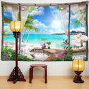 GobekUsa Coconut Forest Sea View Tapestry Wall Hanging - Aesthetic Home Decor