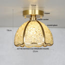 GobekUsa Copper Canopy LED Ceiling Light Glass Crystal Nordic Modern Decor for Home