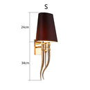 GobekUsa Iron Claw Horn Wall Sconce with Cloth Lampshade for Bedroom and Living Room