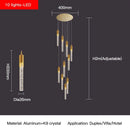 GobekUsa Crystal Staircase Chandelier: Modern Loft Hanging Lamps with Gold Finish
