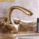 GobekUsa Gold Bathroom Sink Faucet with 2 Handles - Luxury Basin Mixer Tap