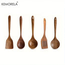 GobekUsa 5PCS Teak Wooden Cooking Spoon Set - Natural Kitchen Tableware Tools