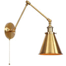 GobekUsa LED Long Arm Wall Lamp with Pull Chain Switch for Home Hotel Bathroom