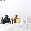 GobekUsa Cube Round Statue Decor Ceramic Ornament Sculpture Artwork for Desk & Room