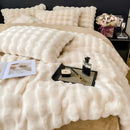 GobekUsa Gradient Faux Rabbit Fur Bedding Set - Warm Luxury Plush Duvet Cover & Quilt Sets