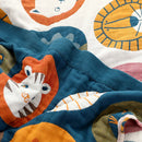 GobekUsa Cat Cartoon Animal Pure Cotton Gauze Towel Blanket for Adults and Children