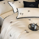 GobekUsa 600TC Egyptian Cotton Butterfly Embroidery Bedding Set: Duvet, Sheet, Pillowcases