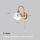 GobekUsa Cream LED Wooden Flower Wall Lamp, Modern Bedroom Bedside Reading Light