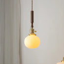 GobekUsa Ceramic Walnut Copper LED Pendant Light Chandelier for Bedroom Living Room