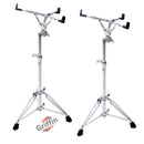 GRIFFIN Concert Stand-Up Snare Drum Stands (2-Pack) - Tall Adjustable Chrome Stand for Practice Pads & Drums - Extended-Height Hardware Mount Holder with Basket Clamp