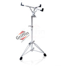 Extended Height Snare Drum Stand by GRIFFIN | Tall Adjustable Height Snare Stand For Practice Pad | Concert Stand Up Drum Mount Holder With Basket Clamp | Double Braced Percussion Chrome Drum Hardware