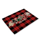GobekUsa Christmas Linen Dining Table Mats - Festive Home Decor with Santa Claus Print