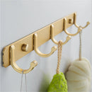 GobekUsa Brushed Gold Aluminum Robe Hooks Set of 4 - Bathroom & Kitchen Hangers