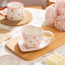 GobekUsa Love Heart Hand Painted Ceramic Coffee Mug Cute Tea Cup for Home Office