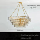GobekUsa Gold Glass Chandelier Luxe Living Room Lighting Fixture Luxurious Hanging Lamp