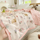 GobekUsa Cartoon Bear Printed Summer Quilt Lightweight Soft Cooling Blanket
