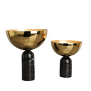 GobekUsa Golden Fruit Bowl Marble Base Handicraft Tray Vase Figurine Metal Container