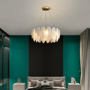 GobekUsa Gold Feather Chandelier LED Pendant Light for Home Decor
