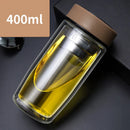 GobekUsa Double-deck Glass Cups with Lid, Thermal Insulation, Anti-scald, Portable