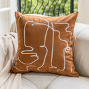 GobekUsa Brown Geometric Embroidery Plush Cushion Cover, Nordic Luxury Home Decor Pillow Case