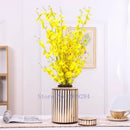 GobekUsa Golden Stripe Ceramics Vase with Cover, Modern Storage Jar for Home Decor