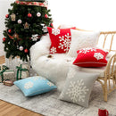 GobekUsa Christmas Snowflake Embroidered Cushion Cover 45x45cm for Home Decor & Noel Party