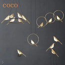 GobekUsa Gold Magpie Bird Ceiling Chandelier | Modern LED Ring Light for Dining Room & Decor