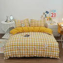 GobekUsa Japanese Grid Print Bedding Set for All Seasons, Queen/King Size Quilt Cover