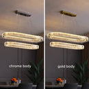 GobekUsa Crystal Chandelier Pendant Lights Dimmable LED Oval Lustre Hang Lamp