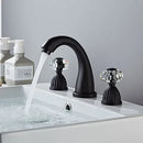 GobekUsa Gold Crystal Handle Basin Faucet, 3 Hole Widespread Bathroom Sink Tap
