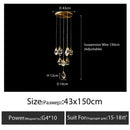 GobekUsa Diamond Crystal Chandelier Staircase LED Golden Chandeliers Lighting for Luxurious Home Décor