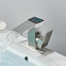 GobekUsa Brass Waterfall Bathroom Faucet Basin Taps with Temperature Display