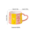 GobekUsa Love Heart Ceramic Mug: Hand-Painted Coffee Cup for Valentine's Day Gift