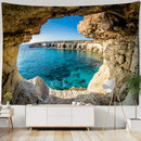 GobekUsa Coastal Cave Tapestry Wall Hanging - Boho Seaside Landscape Room Decor