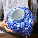 GobekUsa Blue White Porcelain General Jar Tea Pot Sealed Storage Tank Home Decor