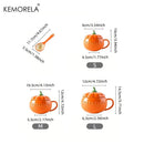 GobekUsa Halloween Pumpkin Shaped Ceramic Cup with Spoon | Kawaii Soup Mug