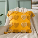 GobekUsa Heart Embroidery Cushion Cover 45x45cm Orange Grey Geometric Pillowcase