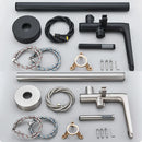 GobekUsa Dual Handle Black Waterfall Bathtub Faucet Floor Standing Set for Bathroom