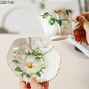 GobekUsa Camellia Porcelain Cup & Saucer Set - Elegant Tableware Coffee Mug for Afternoon Tea