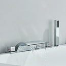 GobekUsa Black Brass Waterfall Tub Faucet Three Handles Hot Cold Mixer
