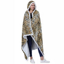 GobekUsa Leopard Print Warm Wearable Lap Blanket - Soft Flannel Shawl Blanket