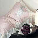GobekUsa Egyptian Cotton Flowers Bedding Set with Lace Ruffles, Queen/King, 1000TC