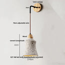 GobekUsa Cement Wood Wall Light Pull Chain Switch Adjustable Socket Nordic Modern Provencal