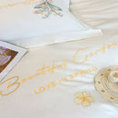 GobekUsa Butterfly Flowers Embroidery Cotton Bedding Set, 4pcs King Queen Size.