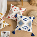 GobekUsa Boho Loop Tufted Tassel Pillow Cover - Ethnic Embroidered Decorative Cushion