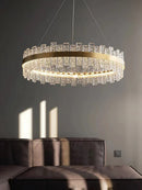 GobekUsa Crystal LED Chandelier: Gold/Black Luxury Pendant Lighting for Home